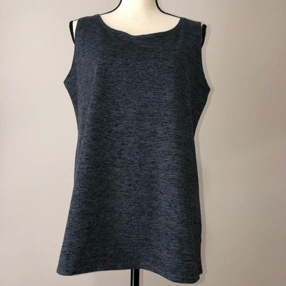 Logo Lotus Yoga Tank Top Gray Size Large Lori Goldstein Stretch Sleeveless Shirt - Picture 5 of 7